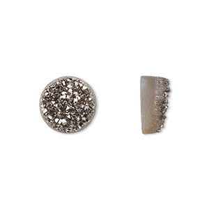 Cabochons Druzy Agate Silver Colored