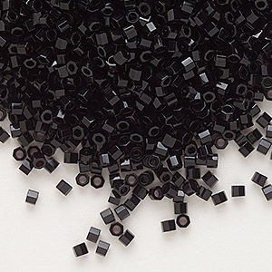 Seed bead, Delica&reg;, glass, opaque black, (DBC-0010), #11 cut. Sold per 7.5-gram pkg.