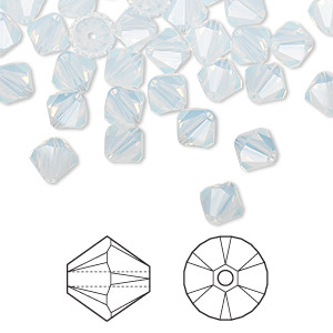 Bead, Crystal Passions&reg;, white opal, 6mm bicone (5328). Sold per pkg of 24.