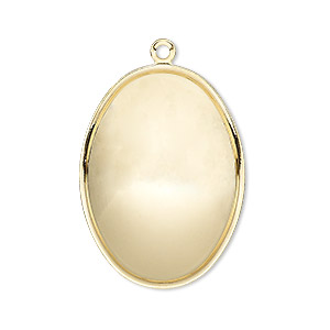 Focal, Almost Instant Jewelry&reg;, gold-plated brass, 32x23.5mm oval with 30x22mm oval setting. Sold per pkg of 2.