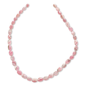 Bead, rhodochrosite (natural), 8x6mm-12x8.5mm hand-cut graduated flat oval, B grade, Mohs hardness 3-1/2 to 4-1/2. Sold per 15-1/2 to 16-inch strand.