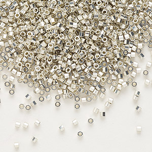 Seed bead, Delica&reg;, glass, opaque galvanized silver, (DBC-0035), #11 cut. Sold per 7.5-gram pkg.