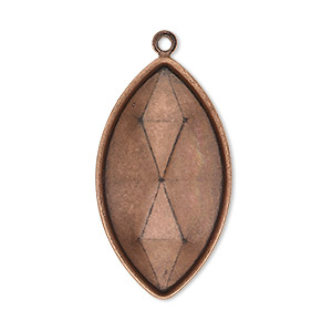 Focal, Almost Instant Jewelry&reg;, antique copper-plated brass, 34x19mm marquise with 32x17mm marquise setting. Sold per pkg of 2.