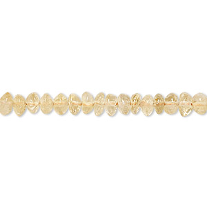 Bead, citrine (dyed / heated), 4x2mm-5x3mm hand-cut smooth button, C grade, Mohs hardness 7. Sold per 15-1/2&quot; to 16&quot; strand.