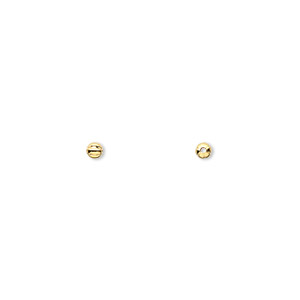 Bead, gold-plated brass, 2.5mm corrugated round. Sold per pkg of 100 ...
