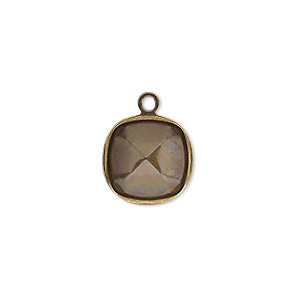 Drop, Almost Instant Jewelry&reg;, antique gold-plated brass, 14mm rounded square with 12mm cushion setting. Sold per pkg of 4.