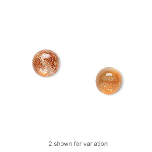 Cabochon, sunstone (natural), golden-orange, 8mm hand-cut calibrated round, B+ grade, Mohs hardness 6 to 6-1/2. Sold individually.