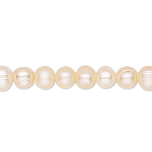 Pearl, cultured freshwater, peach, 6-7mm semi-round, D grade, Mohs hardness 2-1/2 to 4. Sold per 16-inch strand.