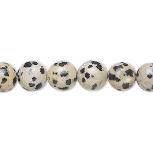 Bead, Dalmatian jasper (natural), 8mm round, B grade, Mohs hardness 6-1/2 to 7. Sold per 15-1/2&quot; to 16&quot; strand.