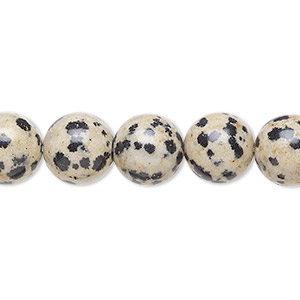Bead, Dalmatian jasper (natural), 10mm round, B grade, Mohs hardness 6-1/2 to 7. Sold per 15-1/2&quot; to 16&quot; strand.