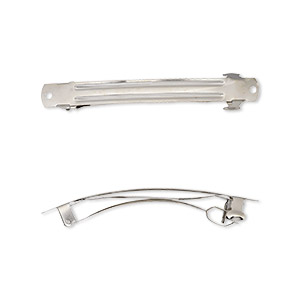 Barrette, nickel-plated steel, 100x10mm with 2 holes. Sold per pkg of 10.