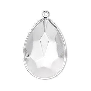 Focal, Almost Instant Jewelry&reg;, silver-plated brass, 32x22.5mm pear with 30x20mm pear setting. Sold per pkg of 2.