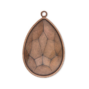 Focal, Almost Instant Jewelry&reg;, antique copper-plated brass, 32x22.5mm pear with 30x20mm pear setting. Sold per pkg of 2.