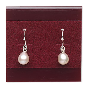 Earring card, plastic and velour, burgundy, 2x2 inch square. Sold per pkg of 25.