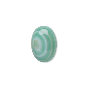 Cabochon, striped green agate (dyed), 18x13mm calibrated oval, B grade, Mohs hardness 6-1/2 to 7. Sold per pkg of 2.