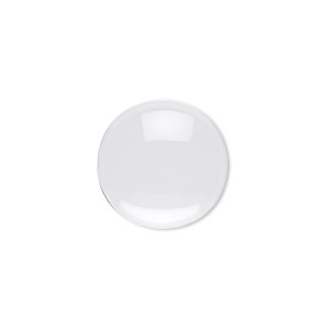 Cabochon, glass, transparent clear, 30mm non-calibrated round. Sold per pkg of 4.
