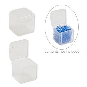1 1/4" X 1 1/4" X 1/2" 16  Clear Plastic Hinged Bead Storage Boxes ..... 