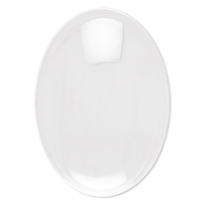 Cabochon, glass, transparent clear, 25x18mm non-calibrated oval. Sold per pkg of 10.