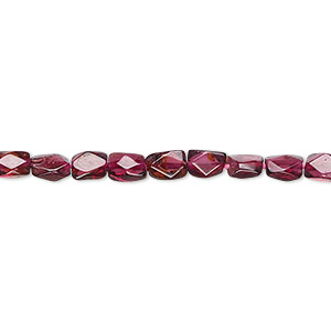 Bead, garnet (dyed), 5x3mm-6x3mm hand-cut hexagon, B grade, Mohs hardness 7 to 7-1/2. Sold per 15-1/2&quot; to 16&quot; strand.