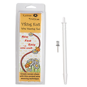 Viking Knit tool, Lazee Daizee&#153;, plastic, white, 6-1/2 x 1/4 inch rod with pin tool. Sold individually.