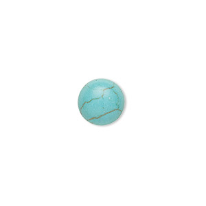 Cabochon, &quot;turquoise&quot; (resin) (imitation), 10mm calibrated round with matrix. Sold per pkg of 4.