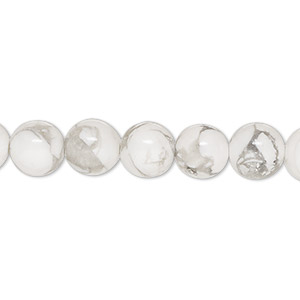 Bead, white howlite (natural), 8mm round, B grade, Mohs hardness 3 to 3-1/2. Sold per 15-1/2&quot; to 16&quot; strand.