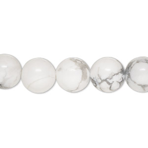 Bead, white howlite (natural), 10mm round, B grade, Mohs hardness 3 to 3-1/2. Sold per 15-1/2&quot; to 16&quot; strand.