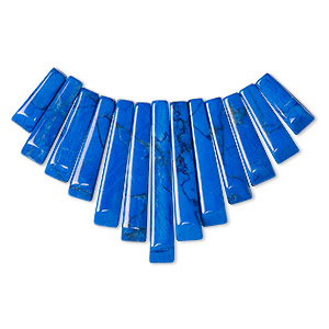 Focal, howlite (dyed), lapis blue, 26x10mm-29x12mm graduated fan, B grade, Mohs hardness 3 to 3-1/2. Sold per 13-piece set.