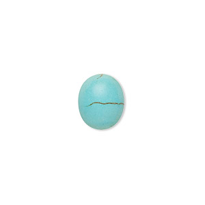 Cabochon, &quot;turquoise&quot; (resin) (imitation), 12x10mm calibrated oval with matrix. Sold per pkg of 2.