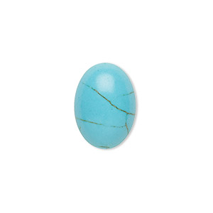 Cabochon, &quot;turquoise&quot; (resin) (imitation), 18x13mm calibrated oval with matrix. Sold per pkg of 2.