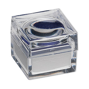 Magnifying box, 2x power, plastic and cotton foam, clear / white / royal blue, 1 x 1 x 7/8 inch. Sold per pkg of 12.