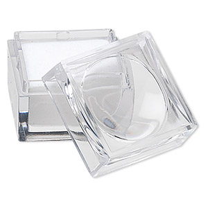 Magnifying box, 2x power, plastic and cotton foam, clear and white, 1 x 1 x 7/8 inch. Sold per pkg of 12.