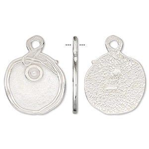 Drop, JBB Findings, silver-plated brass, 20mm single-sided uneven flat round with SS12 flat back setting. Sold individually.