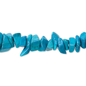 Bead, howlite (dyed), turquoise blue, medium chip, Mohs hardness 3 to 3-1/2. Sold per 36-inch strand.