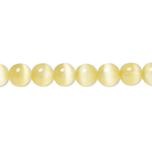 Bead, selenite (dyed/stabilized), yellow, 6mm round, B+ grade, Mohs hardness 2 to 2-1/2. Sold per 15-1/2&quot; to 16&quot; strand.