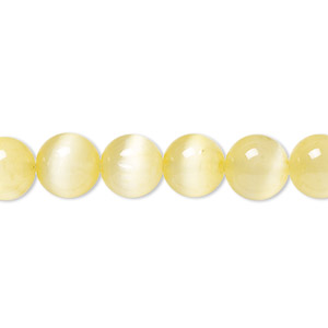 Bead, selenite (dyed/stabilized), yellow, 8mm round, B+ grade, Mohs hardness 2 to 2-1/2. Sold per 15-1/2&quot; to 16&quot; strand.
