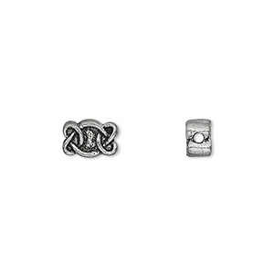 Bead, antiqued pewter (tin-based alloy), 9x6mm Celtic knot. Sold per pkg of 6.