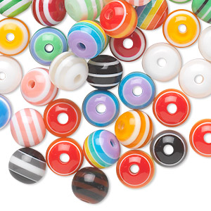 Bead mix, laminated acrylic, opaque and transparent mixed colors, 8mm round. Sold per pkg of 100.