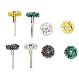 Bristle brush, 3M&#153; Scotch-Brite&#153;, plastic and steel, assorted colors, 36 to 120-grit bristles, 1 inch with 2 x 1/8 inch shank for Jooltool&#153;. Sold per pkg of 4.