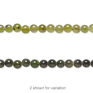 Bead, nephrite jade (natural), light to medium, 4mm round, B grade, Mohs hardness 6 to 6-1/2. Sold per 15-1/2&quot; to 16&quot; strand.