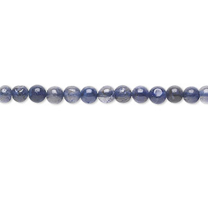 Bead, iolite (dyed), 4mm hand-cut round, C grade, Mohs hardness 7 to 7-1/2. Sold per 15-1/2&quot; to 16&quot; strand.