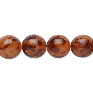 Bead, nut (dyed), tiger gold, 10-12mm hand-cut round. Sold per 15-1/2&quot; to 16&quot; strand.