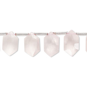 Bead, rose quartz (dyed),  hand-cut 13x7mm side-drilled faceted puffed hexagon, B grade, Mohs hardness 7. Sold per pkg of 22.
