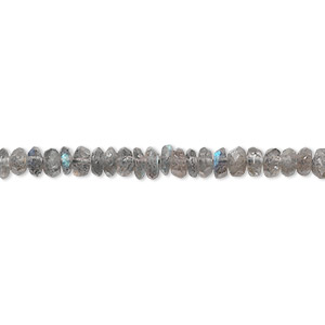 Bead, labradorite (natural), 4x2mm hand-cut faceted rondelle, C grade, Mohs hardness 6 to 6-1/2. Sold per 15-1/2&quot; to 16&quot; strand.