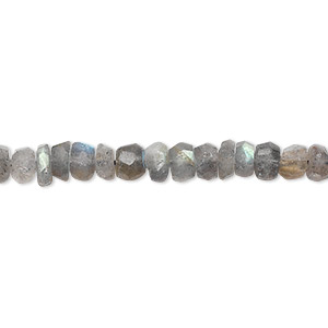 Bead, labradorite (natural), 5x3mm hand-cut faceted rondelle, C grade, Mohs hardness 6 to 6-1/2. Sold per 15-1/2&quot; to 16&quot; strand.