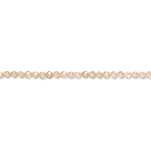 Bead, cubic zirconia, champagne, 2mm micro-faceted round, Mohs hardness 8-1/2. Sold per 8-inch strand, approximately 95 beads.