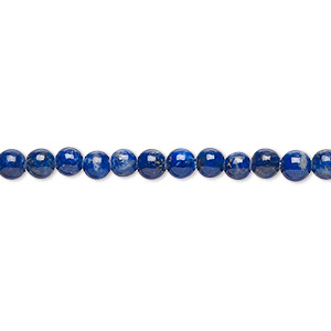 Bead, lapis lazuli (natural), 4mm round, B grade, Mohs hardness 5 to 6. Sold per 15-1/2&quot; to 16&quot; strand.