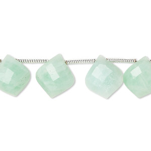Bead, amazonite (natural), hand-cut 11x10mm side-drilled faceted puffed kite, B grade, Mohs hardness 6 to 6-1/2. Sold per pkg of 18.