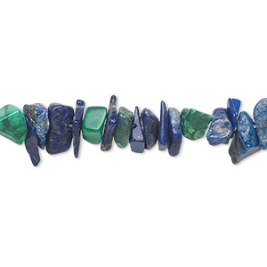 Bead, lapis lazuli and malachite (natural), medium chip, Mohs hardness 5 to 6. Sold per 36-inch strand.
