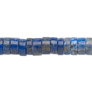 Bead, lapis lazuli (natural), 8x4mm hand-cut heishi, C grade, Mohs hardness 5 to 6. Sold per 15-1/2&quot; to 16&quot; strand.